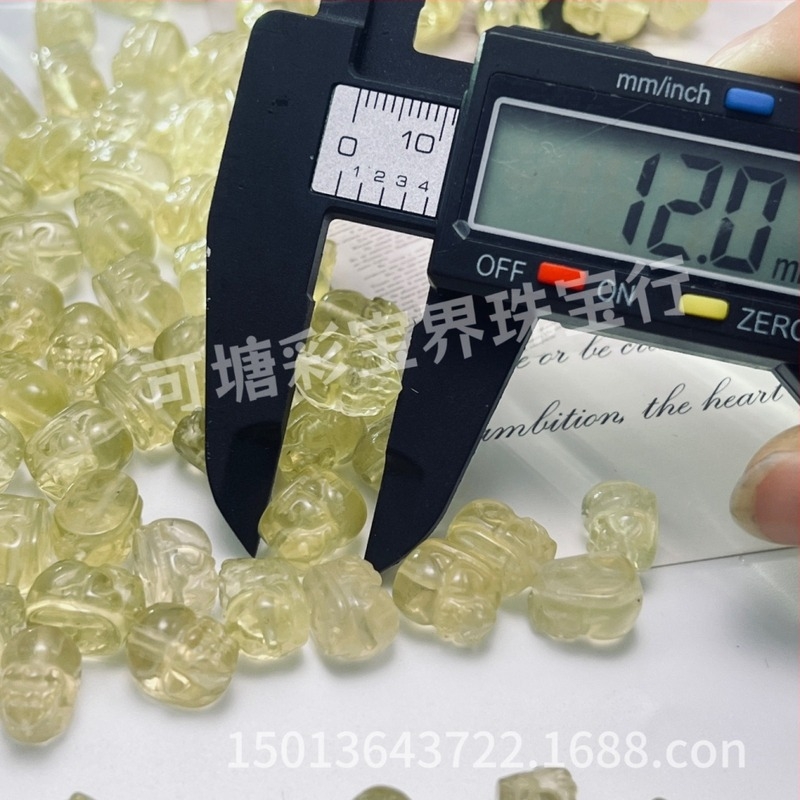 Prirodni kristal citrin Pixiu – ručno izrezbaren ukras za nakit, DIY komponenta za narukvicu, 12 mm