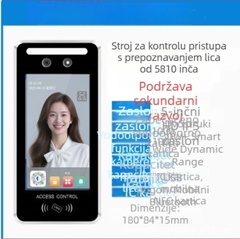5-inčni sustav za evidenciju prisutnosti i kontrolu pristupa s dinamičkim prepoznavanjem lica, lozinkom, Wi‑Fi, otključavanje otiskom prsta, vodootporan