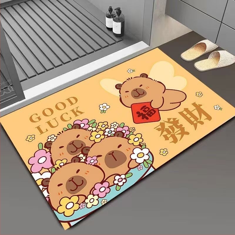 Capybara crtani – simpatičan kupaonski tepih od diatomita, upija, protuklizni, brzo suši