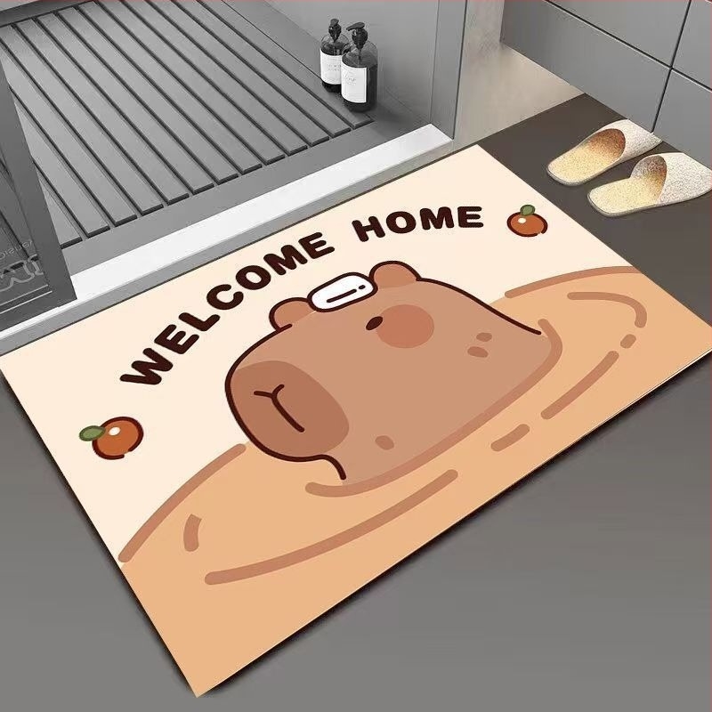 Capybara crtani – simpatičan kupaonski tepih od diatomita, upija, protuklizni, brzo suši