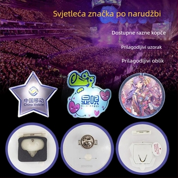 Akrilne svjetleće značke s LED-om za konvencije stripova, prilagođene 2D značke, rekviziti za navijanje