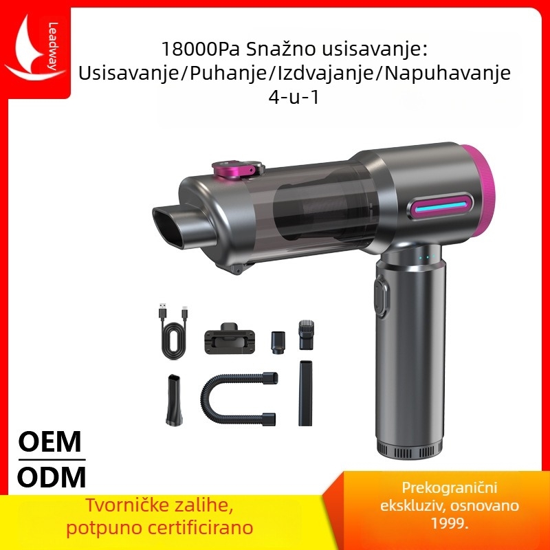 Prijenosni auto usisavač bez četkica, uklanjanje prašine i napuhivanje zraka, 4-u-1, mini usisavač za auto V27S