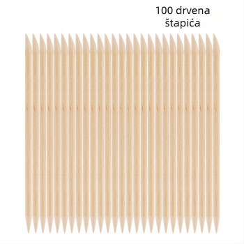 100 komada štapića za nokte od narančastog drveta i bukve, duljine 11,4 cm i 7,5 cm