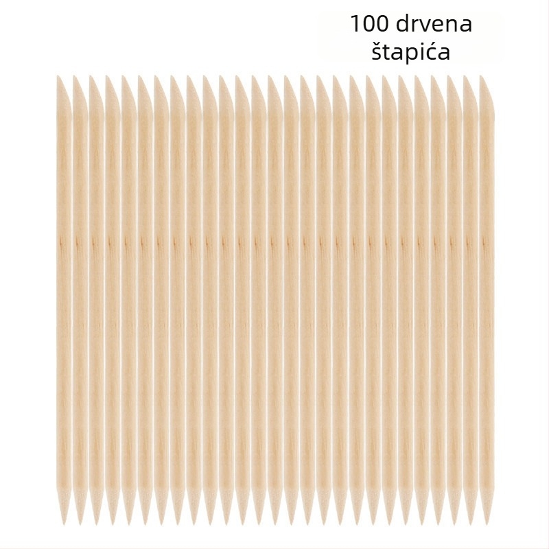100 komada štapića za nokte od narančastog drveta i bukve, duljine 11,4 cm i 7,5 cm