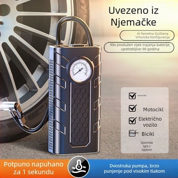 Bežična pumpa za auto gume s manometrom, visoke snage, prijenosna, s ekranom