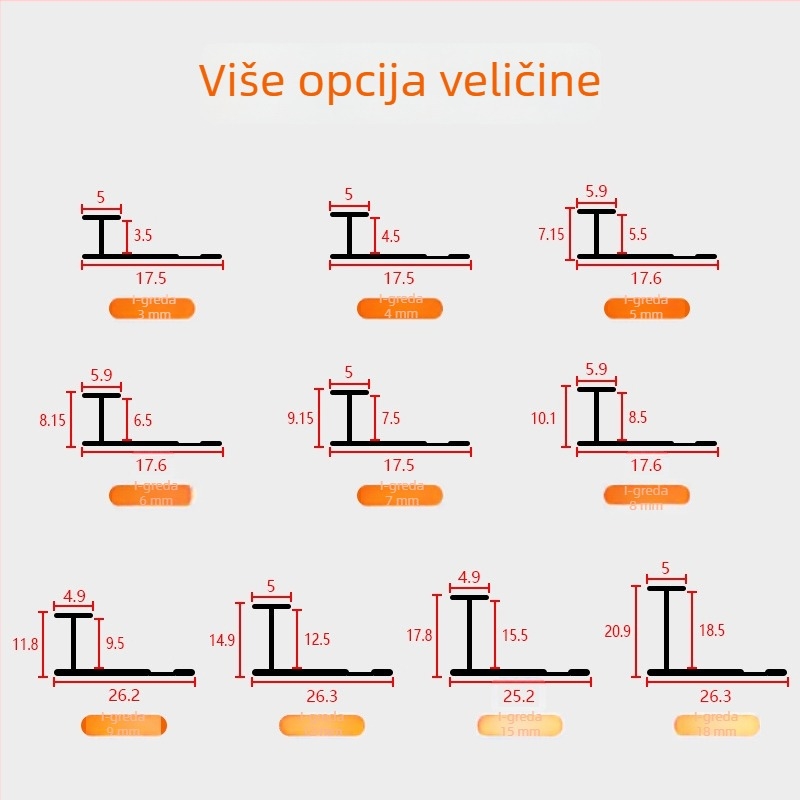 Aluminijska legura – I-oblika završna tračnica za drveni panel i zidni panel, I-oblik klips traka, integrirana metalna dekorativna traka