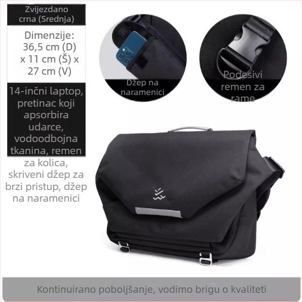 Moyyi Muška crossbody torba - 14-inčni laptop, Oxford materijal, velika zapremina, za putovanja i svakodnevnu upotrebu