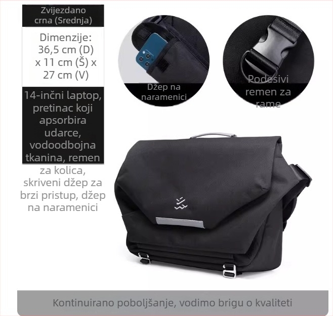 Moyyi Muška crossbody torba - 14-inčni laptop, Oxford materijal, velika zapremina, za putovanja i svakodnevnu upotrebu