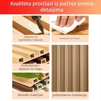 Ekološki prihvatljiv zidni panel od drva i bambusa s mrežastim dizajnom, PVC pozadinska zidna dekoracija za dnevni boravak i spavaću sobu