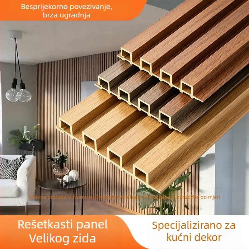 Ekološki prihvatljiv zidni panel od drva i bambusa s mrežastim dizajnom, PVC pozadinska zidna dekoracija za dnevni boravak i spavaću sobu