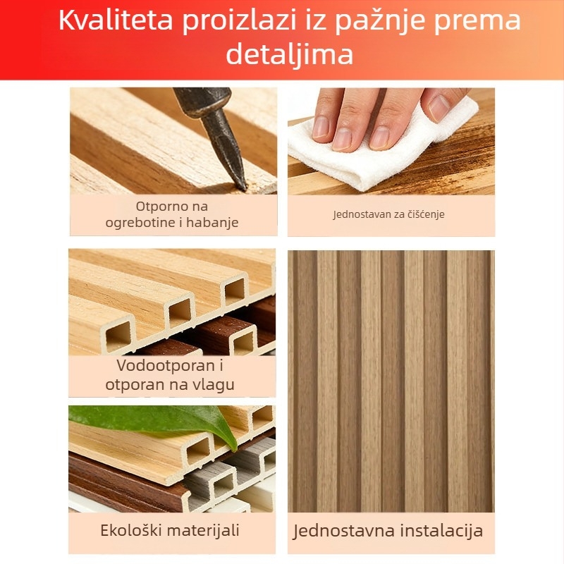 Ekološki prihvatljiv zidni panel od drva i bambusa s mrežastim dizajnom, PVC pozadinska zidna dekoracija za dnevni boravak i spavaću sobu