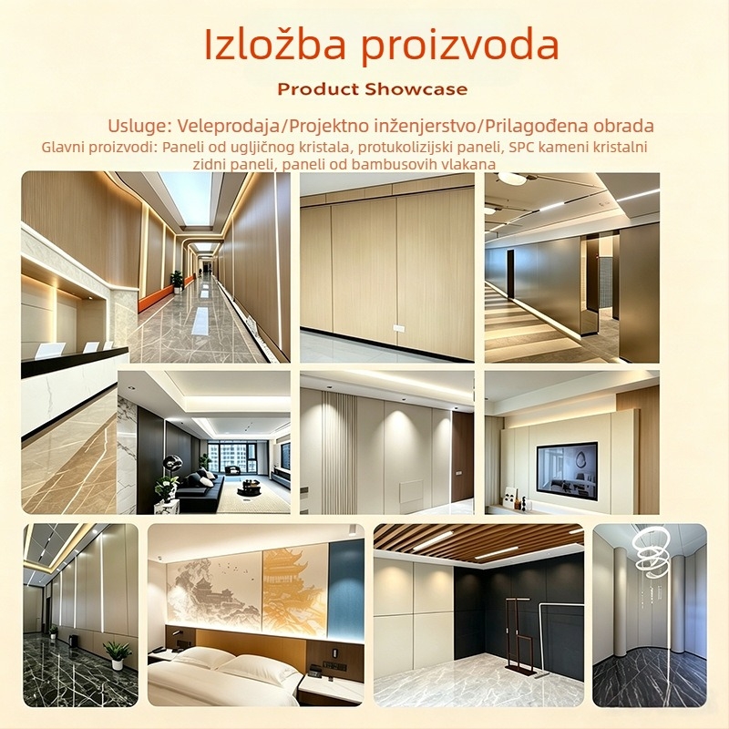 Integrirani zidni panel od bambus- drva vlakna s karbon kristalom, otpuran na udarce, bezšivne dekorativne obloge za zid