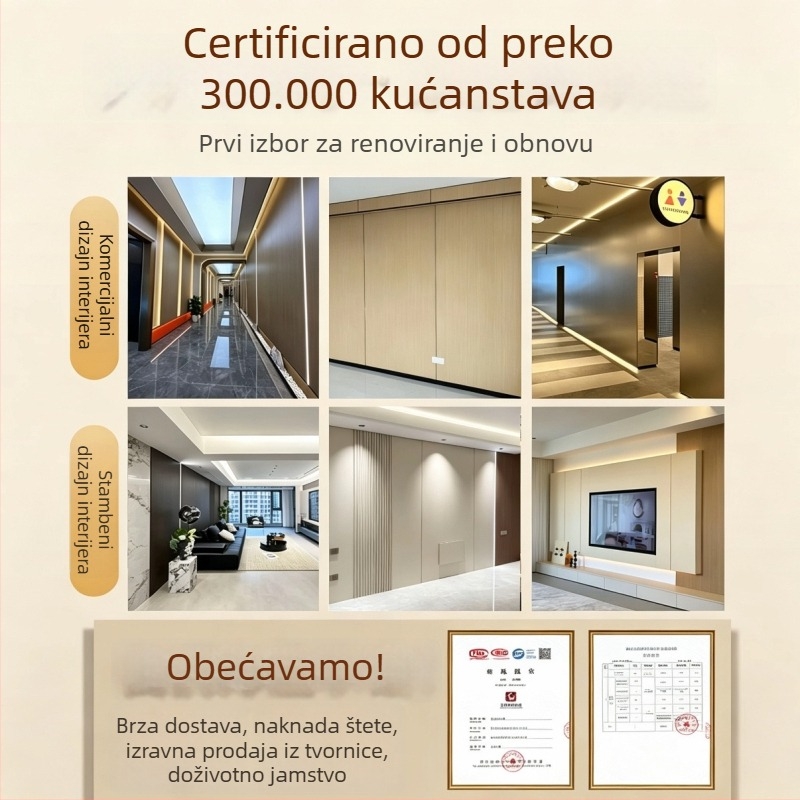 Integrirani zidni panel od bambus- drva vlakna s karbon kristalom, otpuran na udarce, bezšivne dekorativne obloge za zid