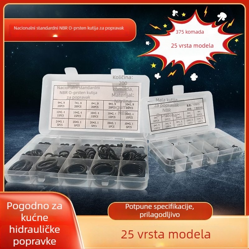 Fluorosilikonski O-prsten za ventile i slavine, set za popravke, otporan na ulje, abraziju, vodootporan, otporan na visoke temperature