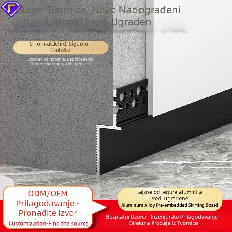 Aluminijski L-oblika profil za pozadinsku zidnu ploču, skrivena ugradnja, dekorativni metalni trak