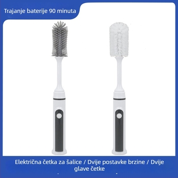 Električni silikonasti set četkica za čišćenje šalice, bočice i bradavice s dugim držalom
