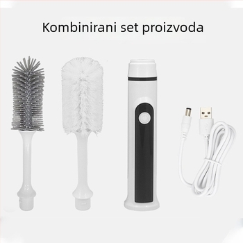 Električni silikonasti set četkica za čišćenje šalice, bočice i bradavice s dugim držalom