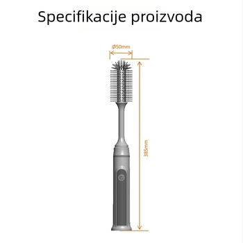 Električni silikonasti set četkica za čišćenje šalice, bočice i bradavice s dugim držalom