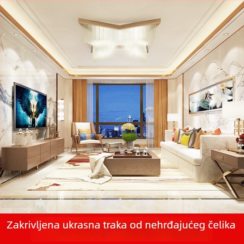 Profil arc za strop od 304 nehrđajućeg čelika, titan-zlatni završetak, zakrivljeni dio za kružnu pozadinsku stijenu od metala
