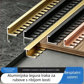Aluminijski rubni profil za drveni pod i pločice, rubni kamen prag, završni rub u obliku ribje kosti