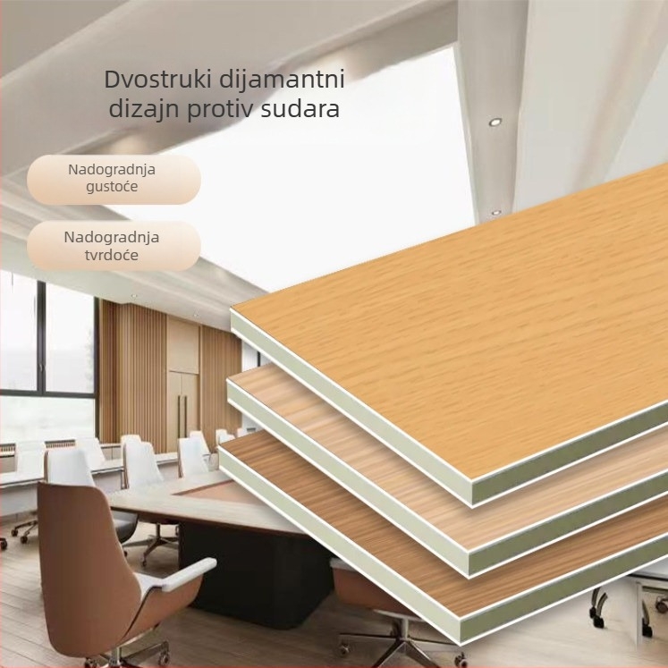 Zidni panel od vlakana bambusa s drvenim furnirom, otporan na udarce, dekorativan i vatrootporan karbonsko-kristalna ploča