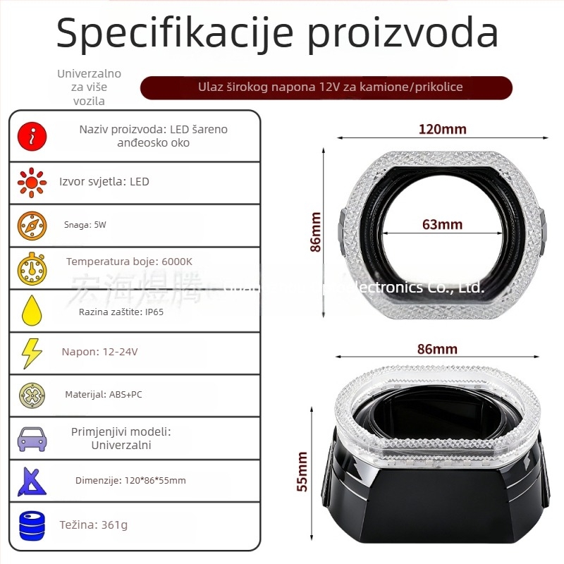 2,5 inča jedinstveni dekorativni LED far Pegasus Angel Eye s integriranom zaštitom i Bluetooth lećom
