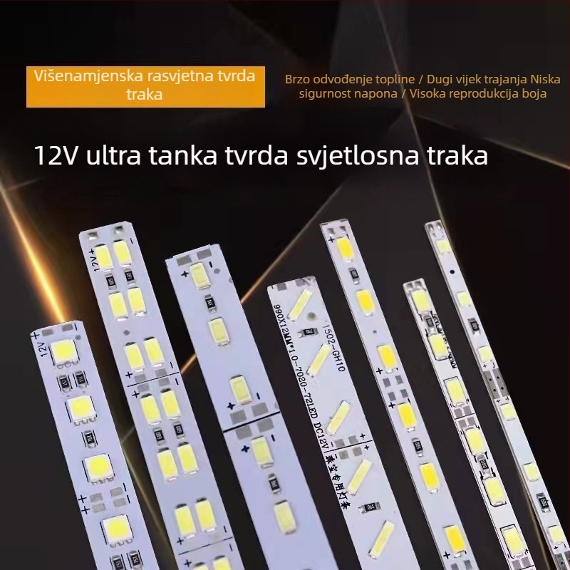 LED traka za rasvjetu 12V, visoka svjetlost, aluminijski kanal, za staklene vitrine i police (5630)