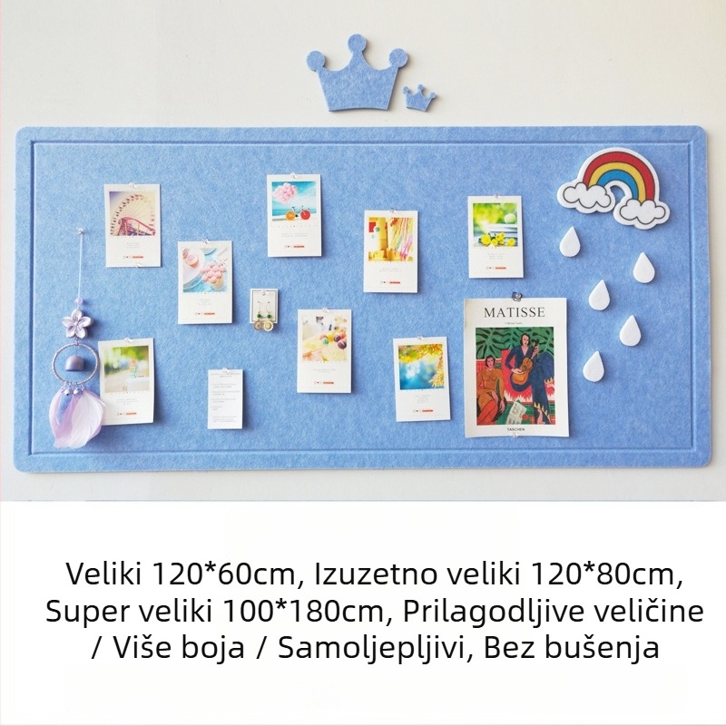 Samoljepljiva filc ploča za zid u Insta stilu, za vrtić, filc ploča s kork tablom, foto zid, prilagodljivo