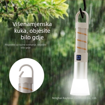 Nova LED kompaktna svjetiljka s bočnim osvjetljenjem od 360° i kukom, Type-C difuzor mekog svjetla, zum funkcija, kamping svjetlo