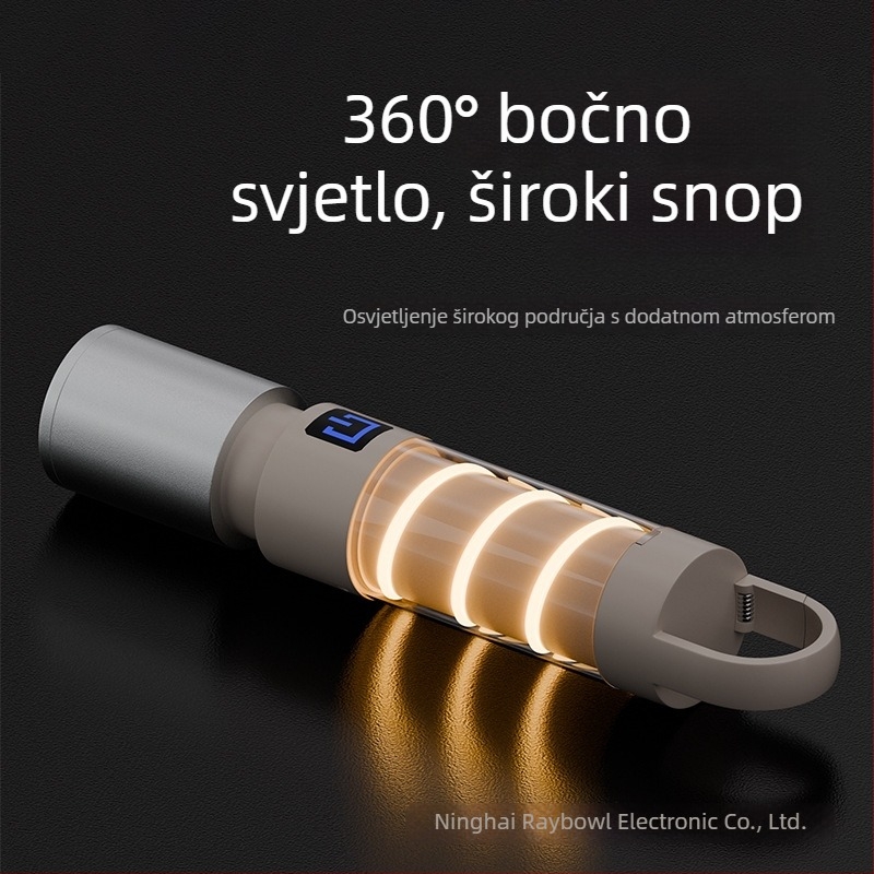 Nova LED kompaktna svjetiljka s bočnim osvjetljenjem od 360° i kukom, Type-C difuzor mekog svjetla, zum funkcija, kamping svjetlo