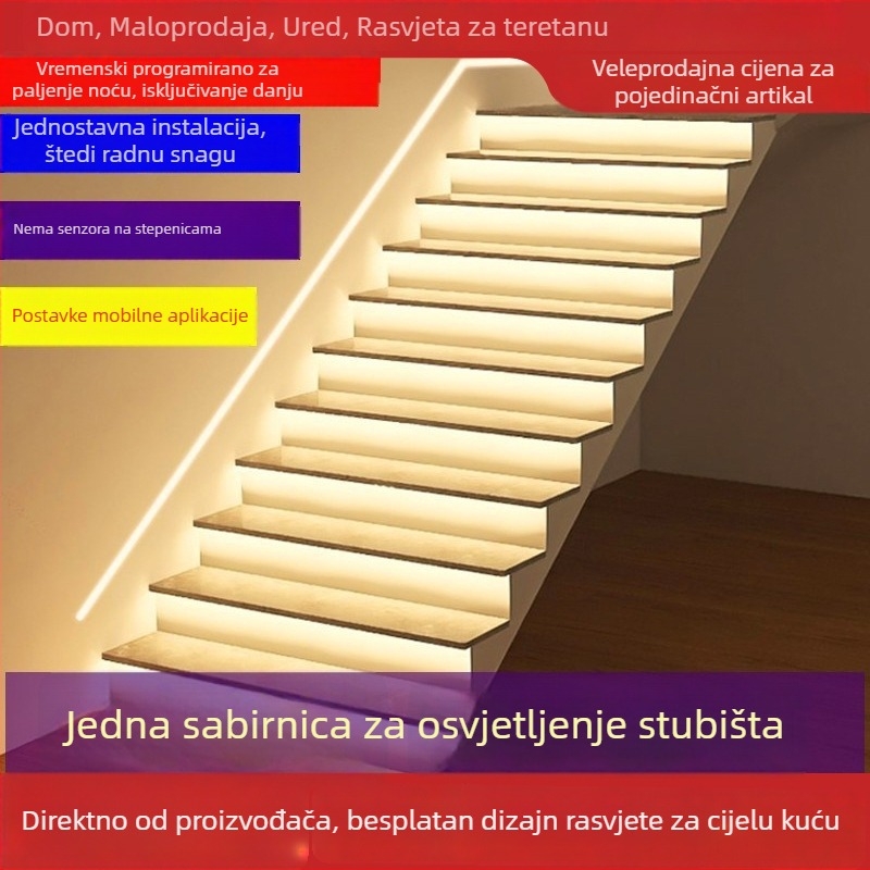 24V vodootporna svjetiljka za stepenice sa senzorom pokreta – LED trak za stepenice