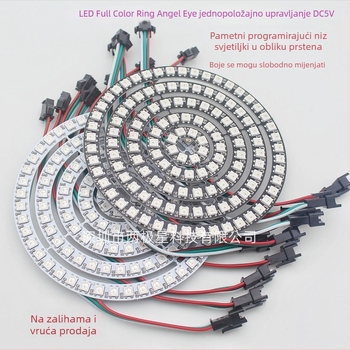 LED potpuno boja kružni prsten svjetla, 5050 RGB LED-ovi, WS2812B, 5V, Anđeosko oko, ugrađeni IC, jednopunkt kontrola