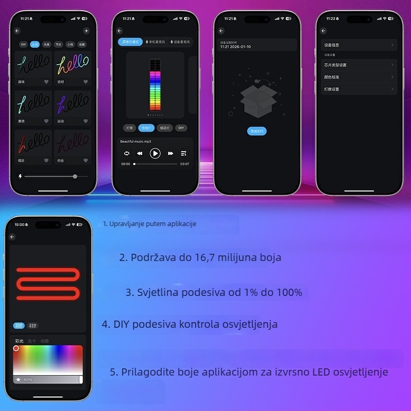 5V kućište baterije za ambijentalno osvjetljenje za skuter i hoverboard, RGB LED traka za vanjsku upotrebu, 50 cm