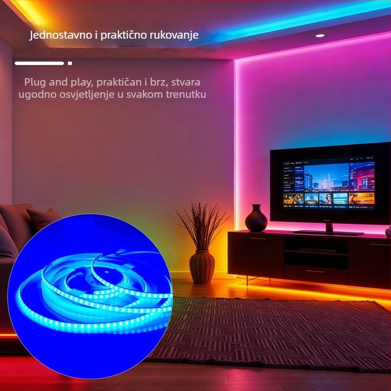 5V COB LED traka s promjenjivom bojom, širina 5 mm, 160 LED-ova, samoljepljiva, fleksibilna, multicolor atmosfera osvjetljenja