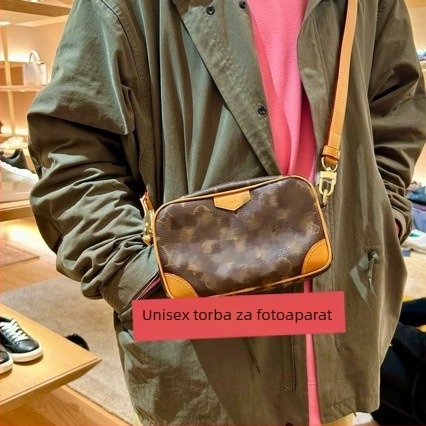 Muška torba za kameru s crossbody remenom, 8 inča, prirodna bikovska koža, lagana