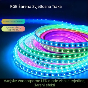 24V RGB LED traka s učinkom tekućih boja, vanjska vodootporna, epoksijom ispunjena s integriranim napajanjem, 24V