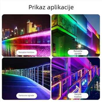 24V RGB LED traka s učinkom tekućih boja, vanjska vodootporna, epoksijom ispunjena s integriranim napajanjem, 24V