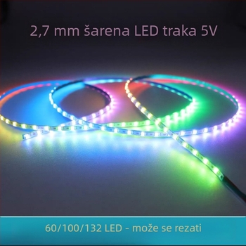 Ultra tanka 5V RGB LED traka s pojedinačnim upravljanjem, promjena boje, ambijentalno osvjetljenje, rezanje po LED-u