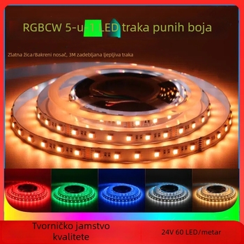 RGB CW potpuno boja fleksibilna LED traka, 5-u-1 za barove i prostorije e-sporta, ambijentalno dekorativno osvjetljenje, niska napetost