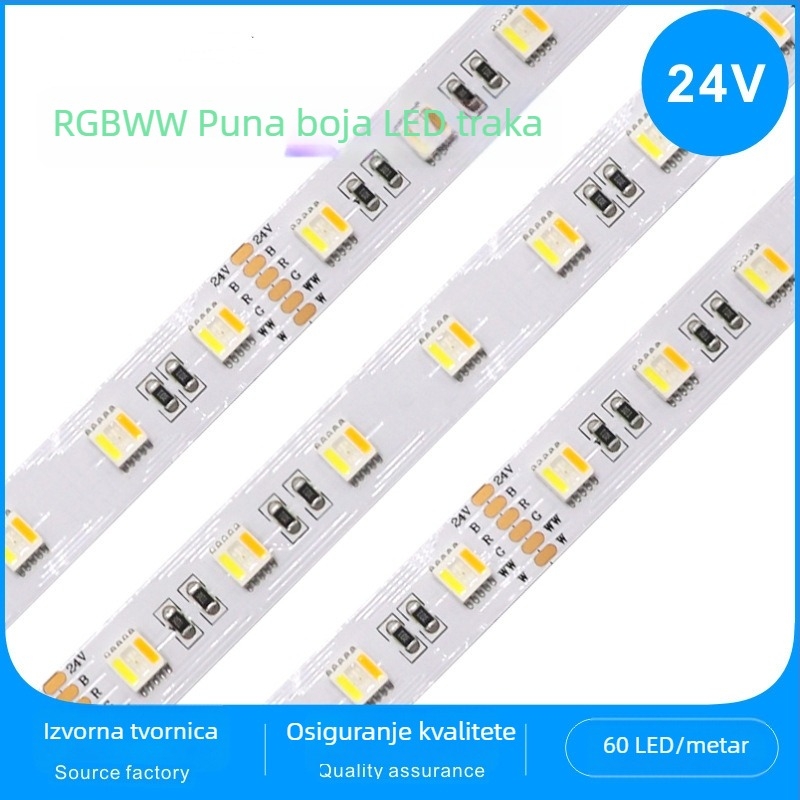 RGB CW potpuno boja fleksibilna LED traka, 5-u-1 za barove i prostorije e-sporta, ambijentalno dekorativno osvjetljenje, niska napetost