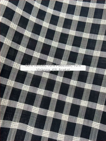 Retro umjetnička bez rukava haljina s crno-bijelim karom, lagana tkanina od Tencel acetata