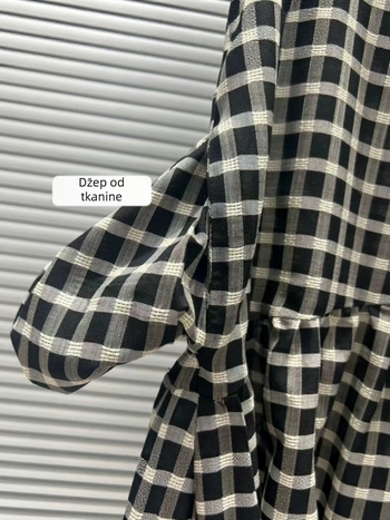 Retro umjetnička bez rukava haljina s crno-bijelim karom, lagana tkanina od Tencel acetata