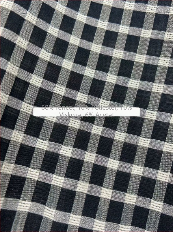 Retro umjetnička bez rukava haljina s crno-bijelim karom, lagana tkanina od Tencel acetata