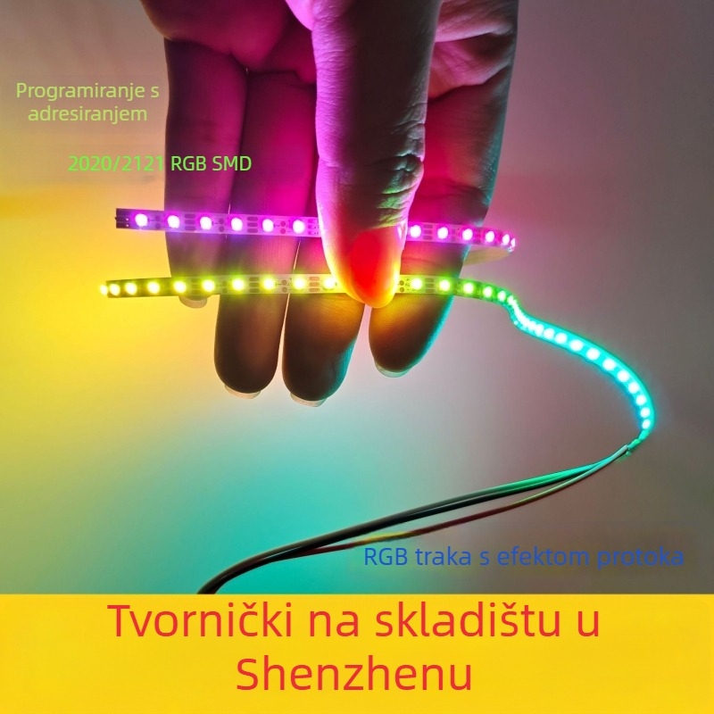 LED traka za ambijentalno osvjetljenje za naglašavanje ljepote, uska ploča, 2020/2121SMD, tekući svjetlosni efekti, DIY programiranje WS2812B