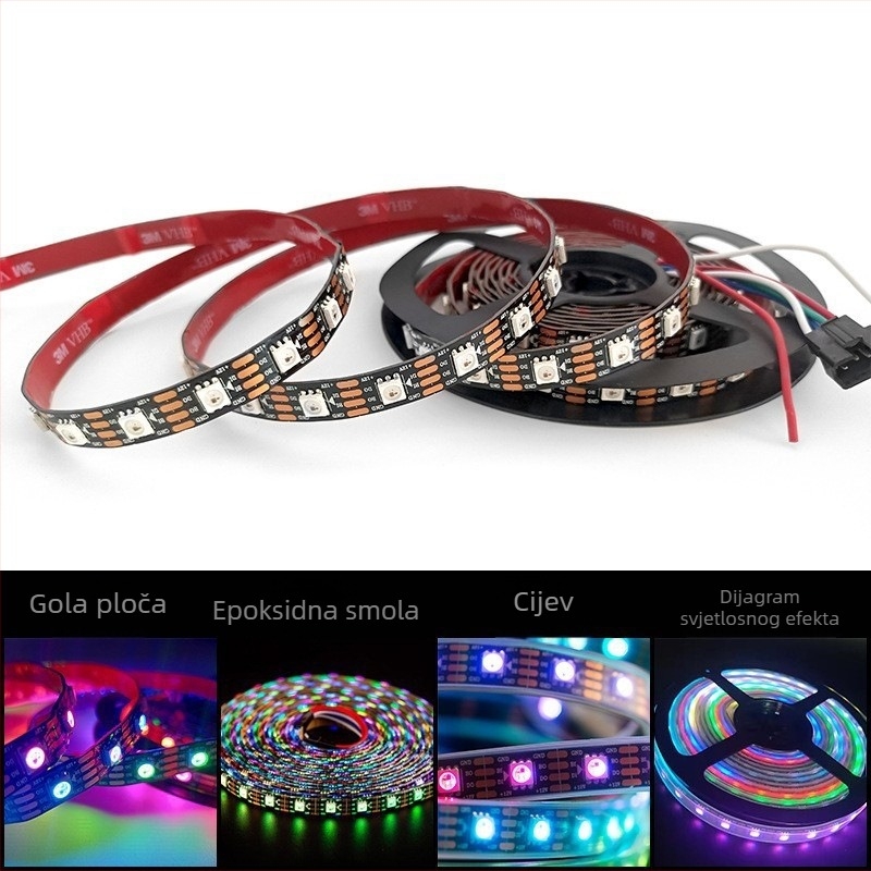WS2815 RGB LED traka s programabilnom ugrađenom funkcijom ponovnog pokretanja pri prekidu, 12V 5050 RGB, efekt jureće svjetlosti