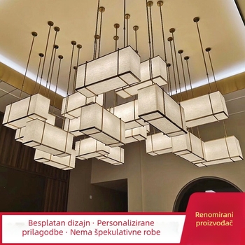 Nestandardni hotelski tekstilni luster s pravokutnim abažurom