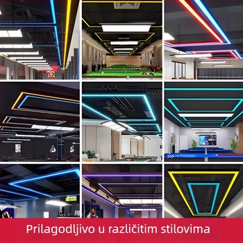Prilagodljiva LED viseća svjetiljka za bilijarsku dvoranu - pravokutni ambijentalni osvjetljenje za ured, dvoranu za sastanke, autopraonicu i radno mjesto