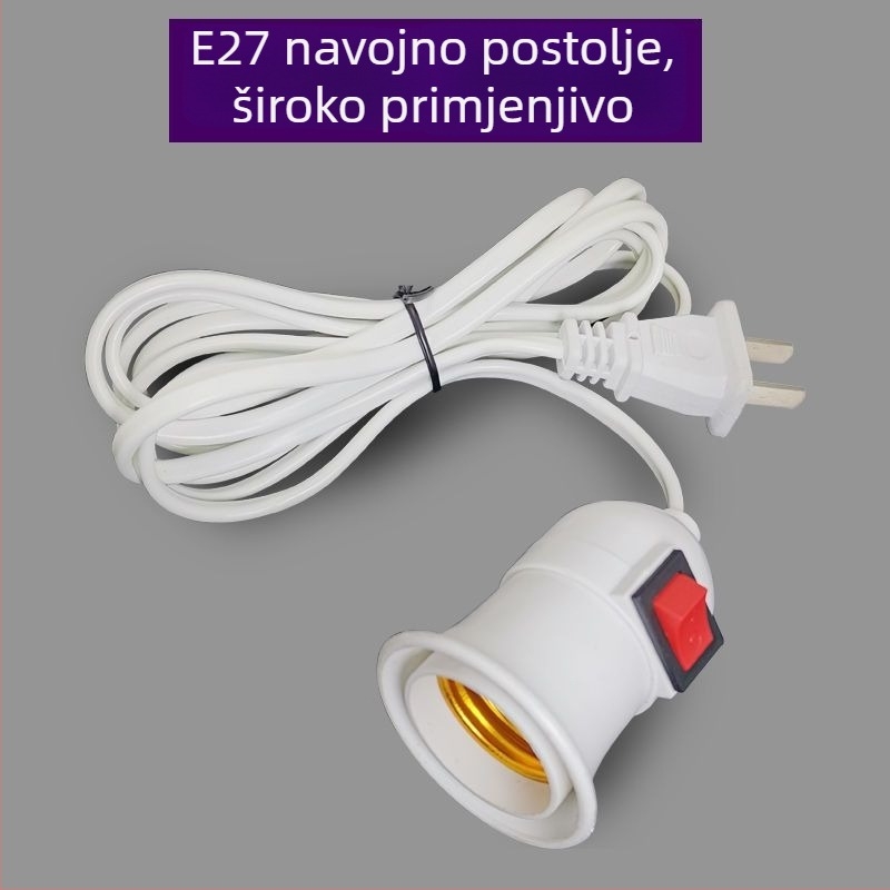Patrona lampe sa prekidačem i kabelom, univerzalna E27 navojna utičnica za LED kućne žarulje, tip viseće lampe