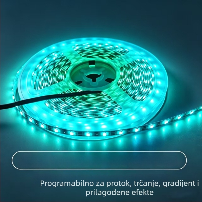 5 mm programabilni RGB LED trak za automobilsku atmosferu s tekućim gradijentnim efektima i prilagodljivim opcijama, 5V