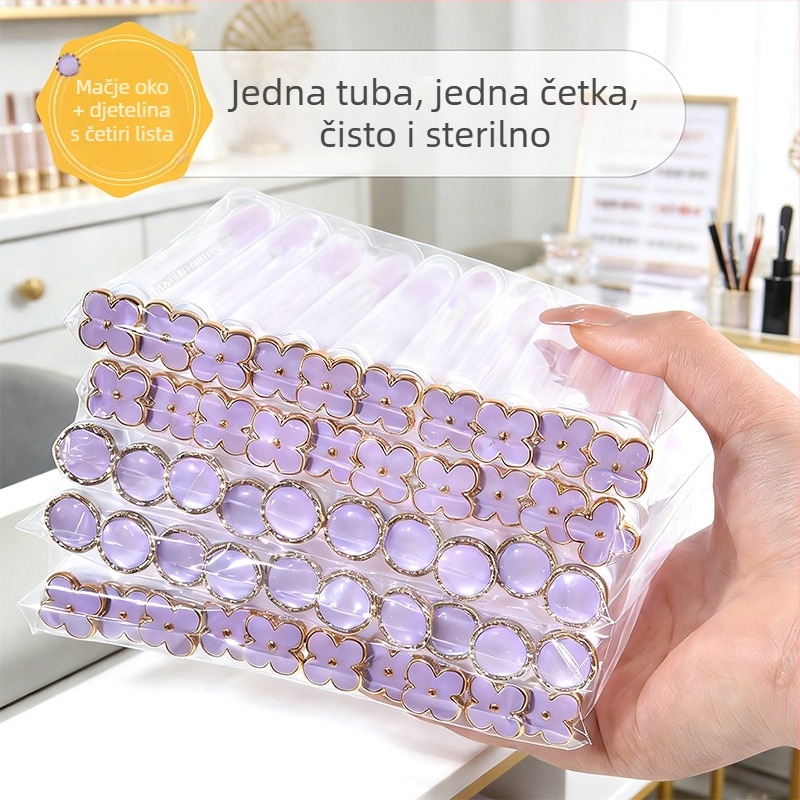 Četverolisna djetelina i oblik mačjeg oka: četkica za trepavice, prozirni spremnik, zamjenjivi češalj za trepavice, spiralna kozmetička četkica za produženje trepavica